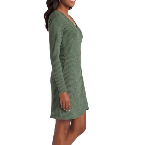NWT! Nine Britton Mariah Olive Green Ribbed Heathered Dress 1X - Picture 3 of 6
